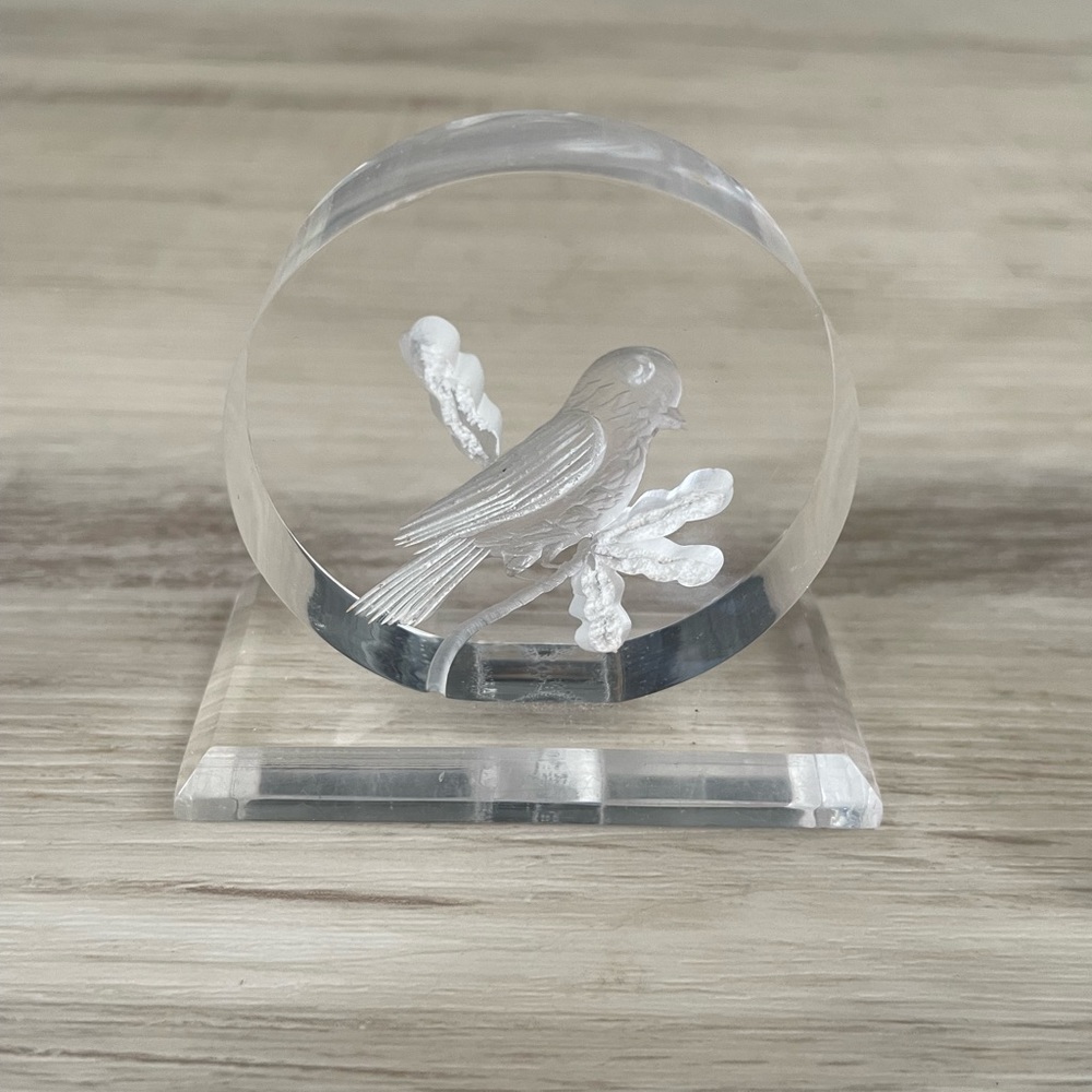 Bird Inlayed in Acrylic Paperweight